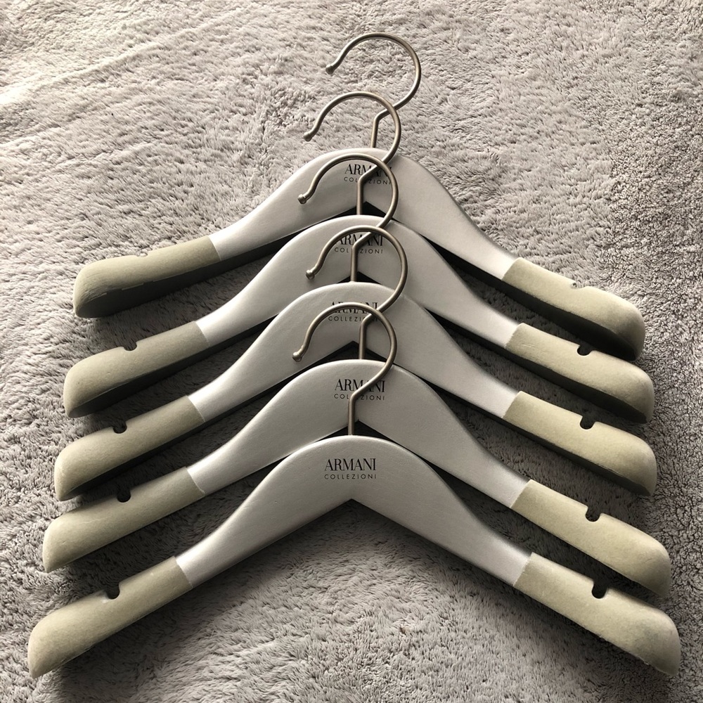 Armani Collezioni hangers. 5 wood, velvet & metal.